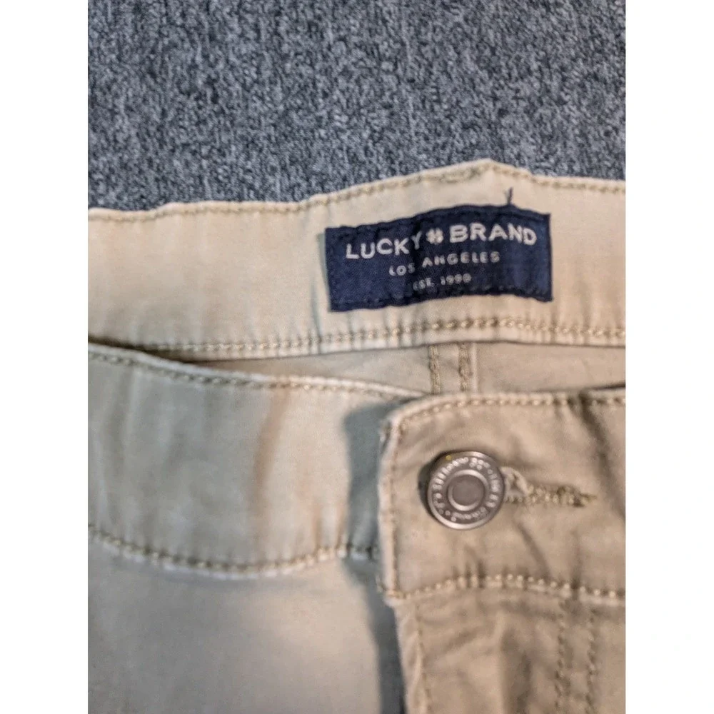 Lucky Brand 412 Athletic Slim Khaki Pants Mens 33x30 Tan Chino Trousers STAINED
